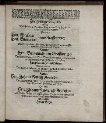 Zueignungs-Schrifft