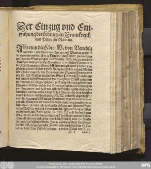 Der Einzug und Empfahung des Königs in Franckreich und Poln/ zu Mantua.