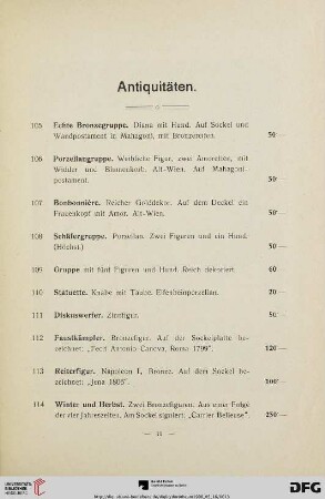 Antiquitäten (Nr. 105-119)