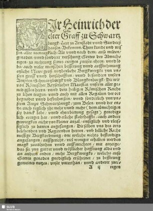 Wir Heinrich der elter Graff zu Scharzburgk ..., Bekennen, Thun kunde ...
