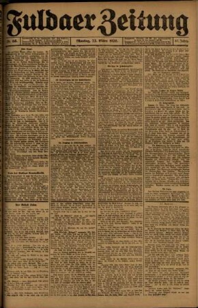 Ausgabe vom Montag, den 22. März 1920.