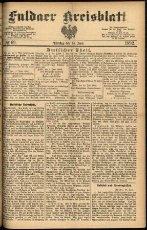 Ausgabe vom Dienstag, den 14. Juni 1892.