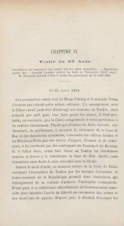 Chapitre IX. Traité du 25 Aout