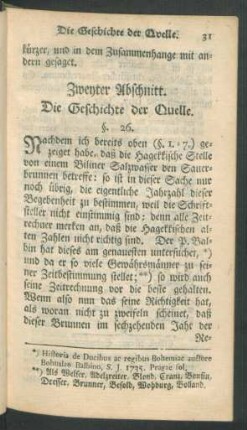 Zweyter Abschnitt. Die Geschichte der Quelle.