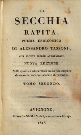 La secchia rapita : poema eroicomico, 2