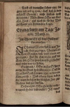 Evangelium am Tage Jacobi/ Matth. 20.