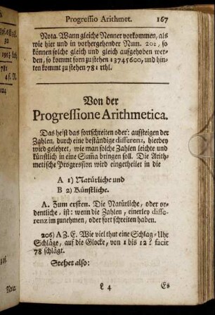 Von der Progressione Arithmetica