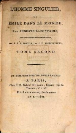 L' homme singulier, ou Emile dans le monde, 2