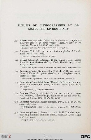 Albums de Lithographies et de Gravures. Livres D’Art (Nr. 350-382)