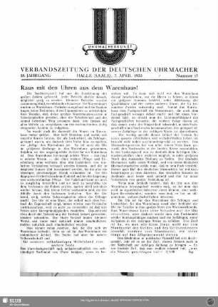 Raus mit den Uhren aus dem Warenhaus!