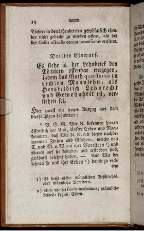 Dritter Einwurf.