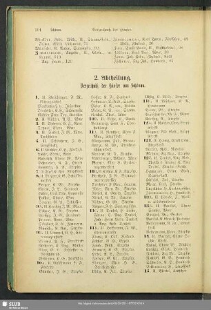 2. Abtheilung. Häuserbuch : 2. Abtheilung. Verzeichniß der Häuser von Schönau