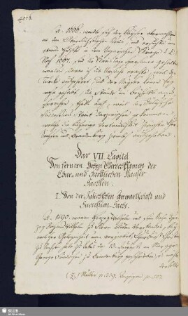 7. Capitel. Von fernern Hohen Gerechtsamen des Chur- und Fürstlichen Hauses Sachsen.