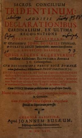 Sacrosanctum Concilium Tridentinum : Additis Declarationibus Cardinalium