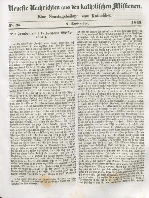 Neueste Nachrichten aus den katholischen Missionen Nr. 36