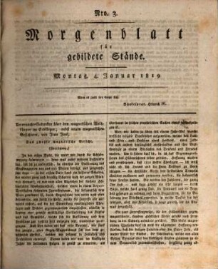 Morgenblatt für gebildete Stände. 13,1, 13,1. 1819