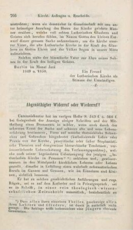 766-771 Abgenöthigter Wiederruf oder Widerruf?