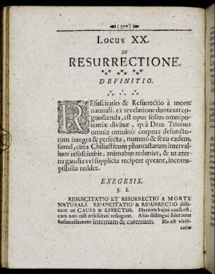 Locus XX. De Resurrectione.