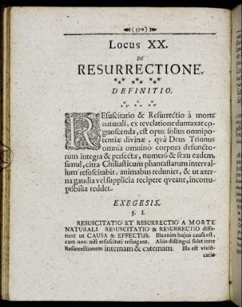 Locus XX. De Resurrectione.
