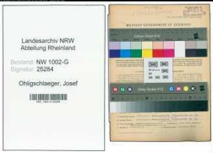 Entnazifizierung Josef Ohligschlaeger, geb. 01.01.1919 (Angestellter)