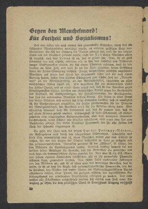 Gegen Meuchelmord! Für Freiheit und Sozialismus!