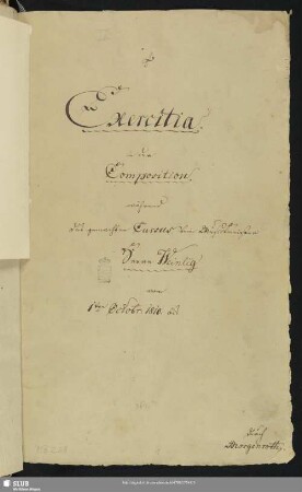 Exercitia in der Composition während des gemachten Cursus beim Musickmeister Herrn Weinlig ; durch Morgenroth - MB.2.28-1