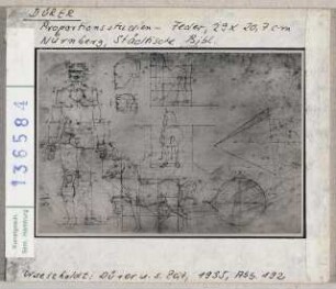 Albrecht Dürer: Proportionsstudien, Mensch, Pferd. Nürnberg Städtische Bibliothek