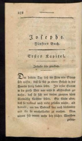 Erstes Kapitel. Josephe sehr glücklich.