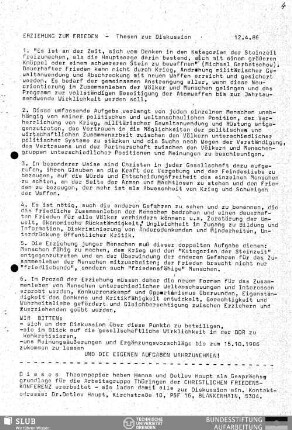 Erziehung zum Frieden : Thesen zur Diskussion