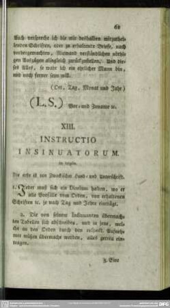 XIII. Instructio Insinuatorum. in triplo