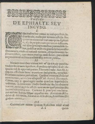 Theses De Ephialte Seu Incubo.