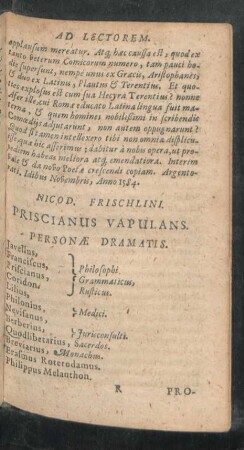 Nicod. Frischlini. Priscianus Vapulans.