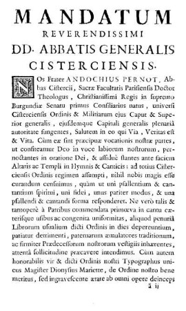 Breviarium Cisterciense, auctoritate reverendissimi DD. Abbatis Cisterciensis Generalis editum : Pars æstivalis