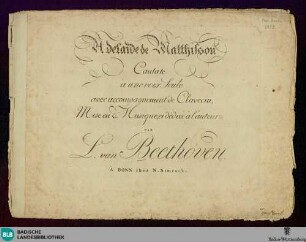 Adelaide de Matthisson : Cantate à une voix seule avec accompagnement de clavecin