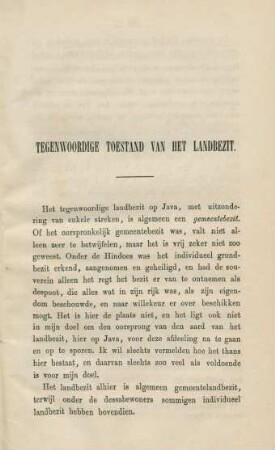 Tegenwoordige toestand van het landbezit