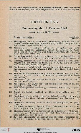 Metallarbeiten (Nr. 409-431)