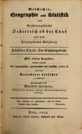Geschichte, Geographie und Statistik des Erzherzogthums ob der Enns, 5. Der Salzburgerkreis