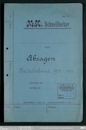 Abschlägig beschiedene Anfragen um die Gewährung eines Schuldscheindarlehens zur Finanzierung der baulichen Erweiterung des Senckenbergmuseums