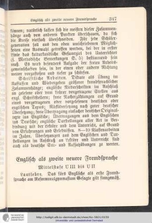 Englisch als zweite neuere Fremdsprache