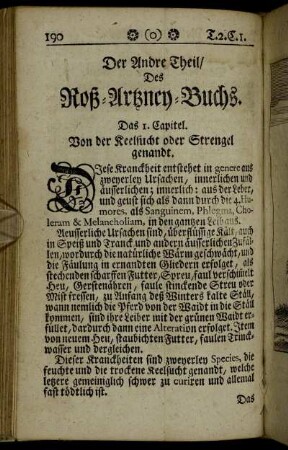 Der Andre Theil, Des Roß-Artzney-Buchs.