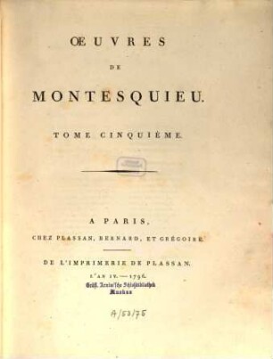 Oeuvres De Montesquieu, 5