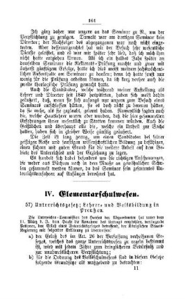 Unterrichtsgesetz, Lehrer- und Volksbildung in Preußen : [IV. Elementarschulwesen]