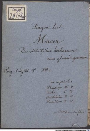Macer floridus cum glossis germanicis - BSB Clm 29750(2