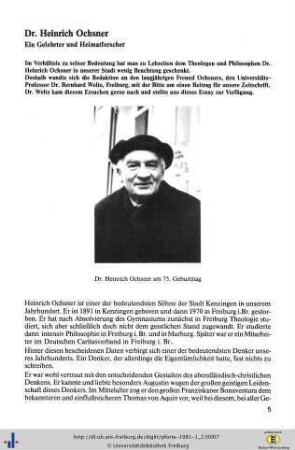 Dr. Heinrich Ochsner - Ein Gelehrter und Heimatforscher
