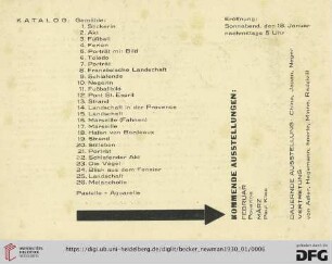 Katalog. Gemälde (Nr. 1-26)