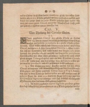 Cap. V. Von Theilung der Circular Linien