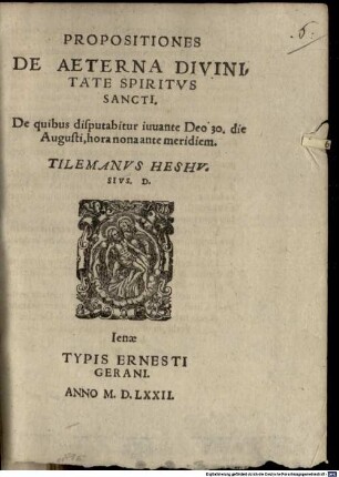 Propositiones de aeterna divinitate Spiritus S.