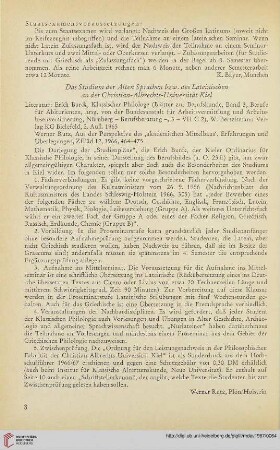 10: Das Studium der Alten Sprachen bzw. des Lateinischen an der Christian-Albrechts-Universität Kiel