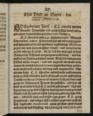 27-35, Chur Pfaltz an Bayrn den 26. September, 6. Octobris Anno 1619