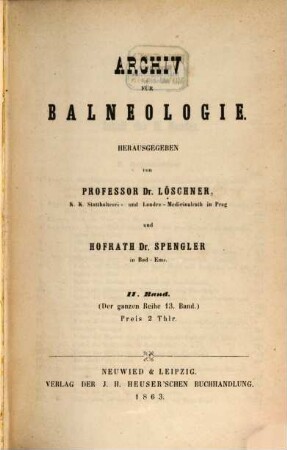 Archiv für Balneologie, 2. 1863 = 13